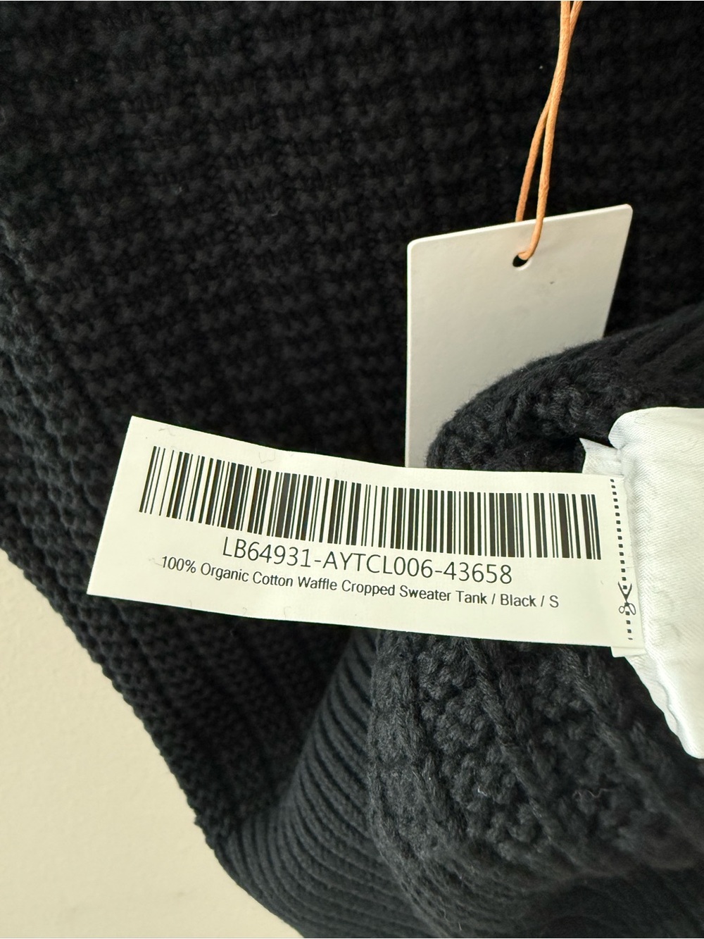Quince 100% Organic Cotton Waffle Cropped Sweater Tank / Black / S - Picture 7 of 7